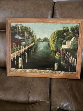 Beautiful Original Painting of Sunnyside Canal Lasalle Ont. Signed  dated 1964
